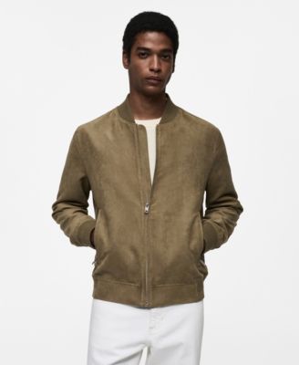 Men's Slim-Fit Faux-Suede Bomber Jacket