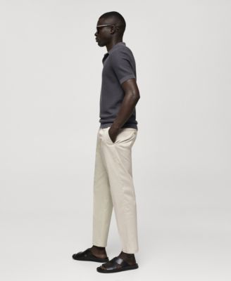 Men's Slim-Fit Cotton Pleated Pants