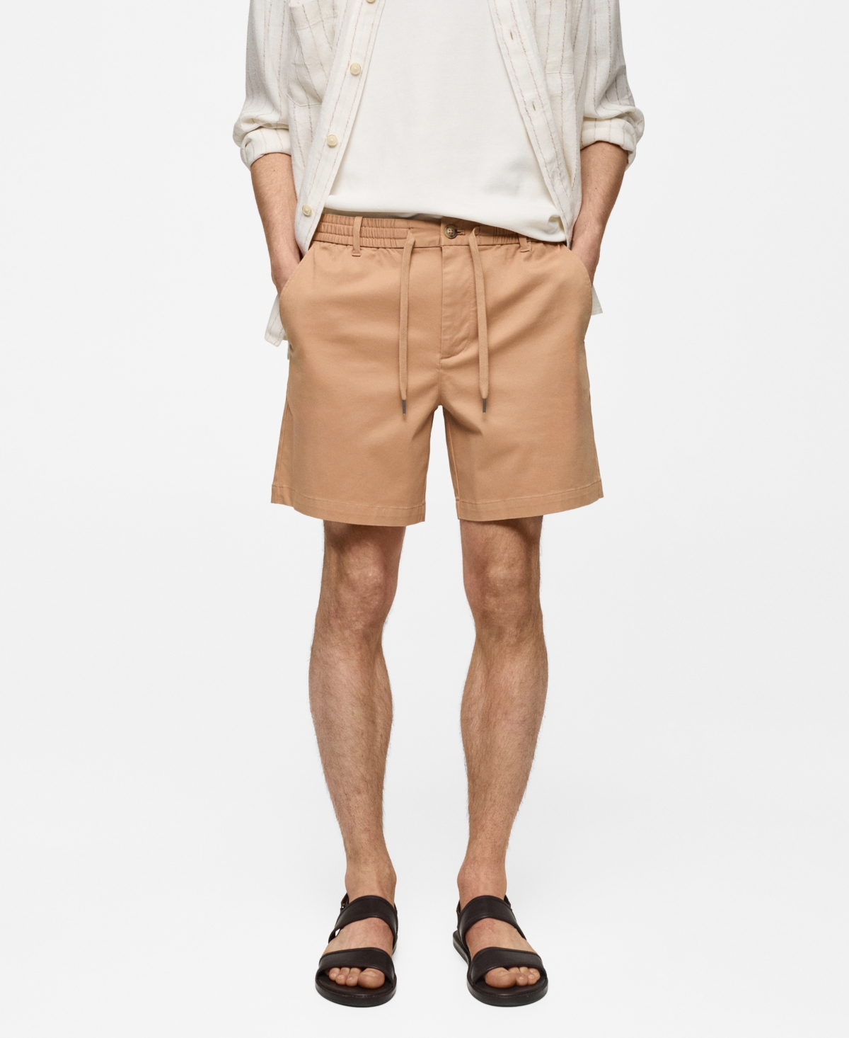 Mango Men's Drawstring Detail Cotton Shorts