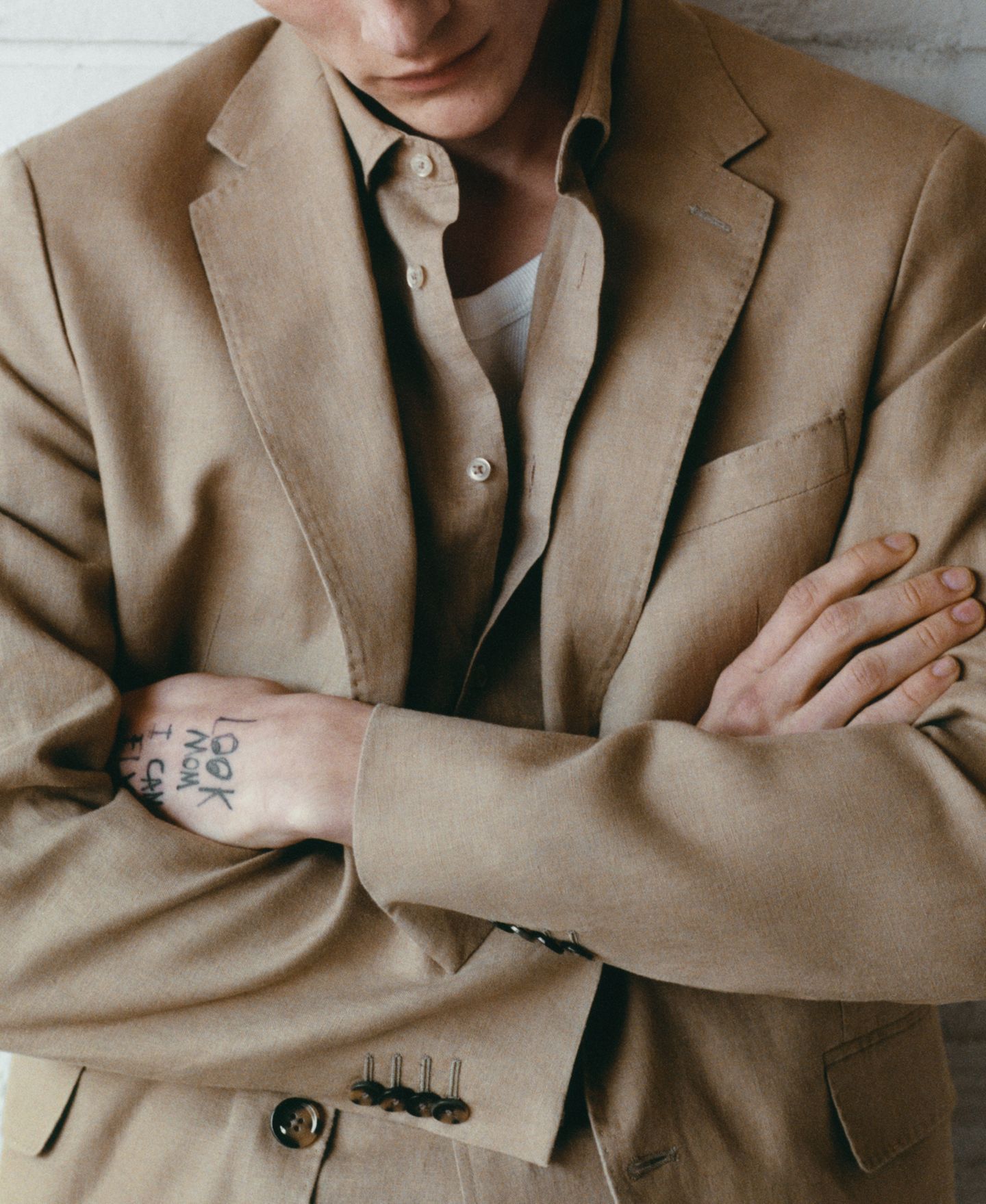 Мужской пиджак MANGO Linen Slim-Fit Suit Blazer, цвет: Средний коричневый — фото 6