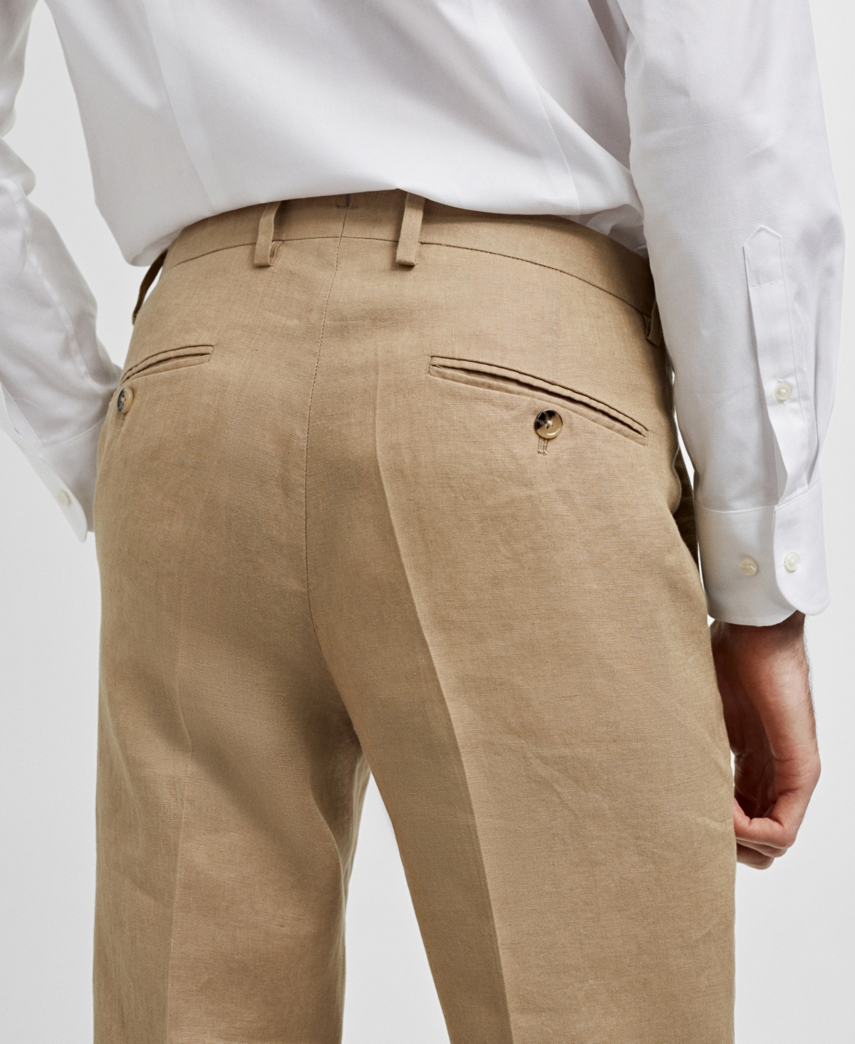 Mango Men's Linen Slim Fit Dress Pants