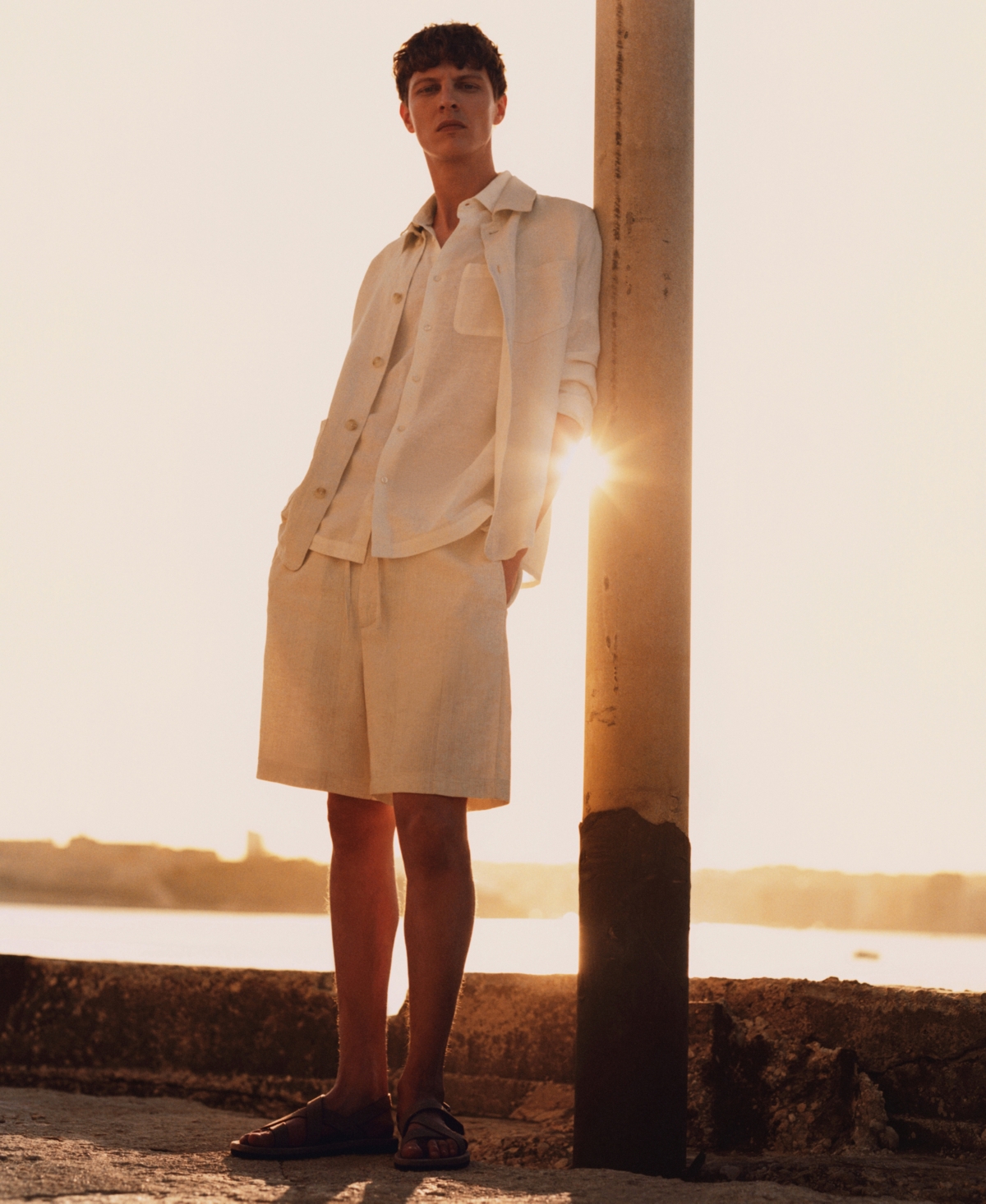 Mango Men's Linen Pockets Detail Overshirt