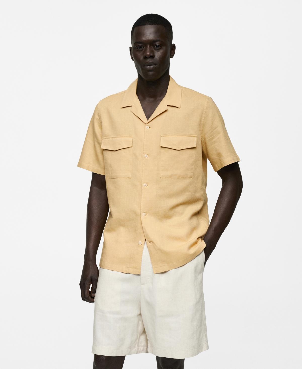 Mango Men's Regular-Fit Linen Cotton Shirt