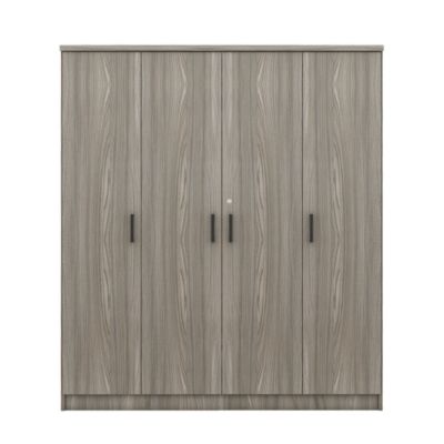 4-Door Wardrobe with 1 Drawer, Gray