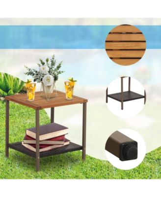 3 Pieces Rattan Rocking Bistro Set with Coffee Table and Cushions