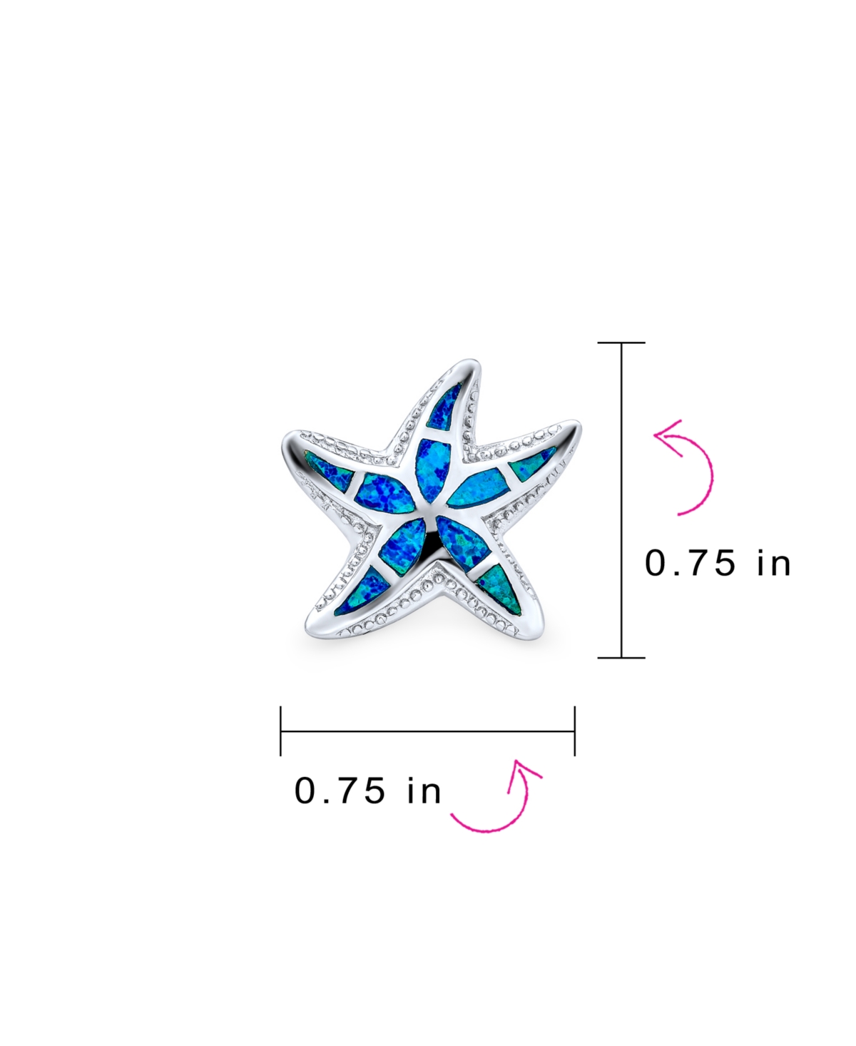 Bling Jewelry Nautical Hawaiian Tropical Beach VacationInlay Synthetic Opal Starfish Stud Earrings For Women Sterling Silver - Blue