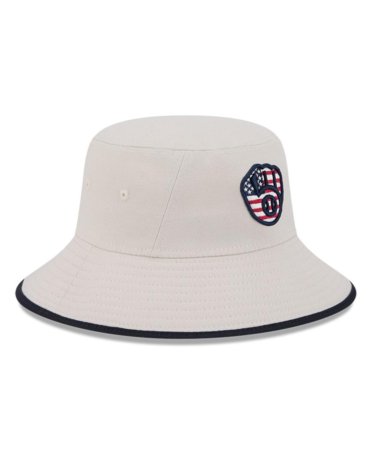 New Era Men's Khaki Milwaukee Brewers 2024 Fourth Of July Bucket Hat In Khaki