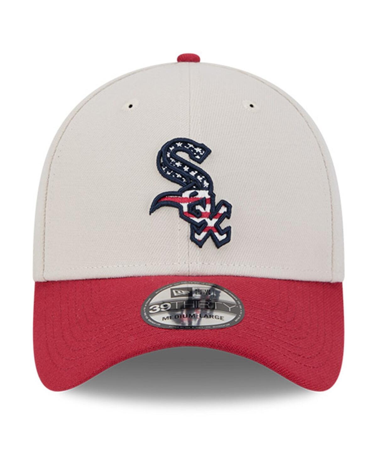 New Era Men's Red Chicago White Sox 2024 Fourth Of July 39thirty Flex Hat In Khaki