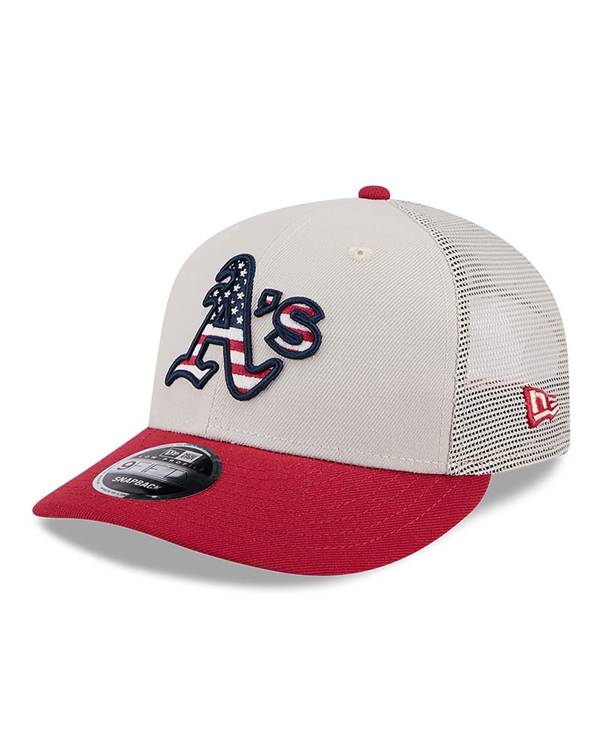 New Era Men's Red Oakland Athletics 2024 Fourth of July Trucker Low Profile 9FIFTY Snapback Hat