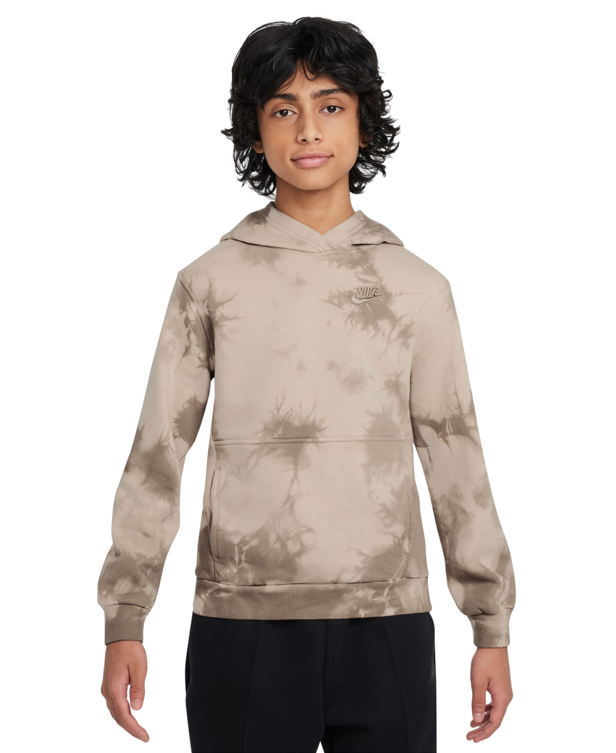 Nike Big Kids' Sportswear Club Fleece Tie-Dyed Hoodie -khaki/khaki