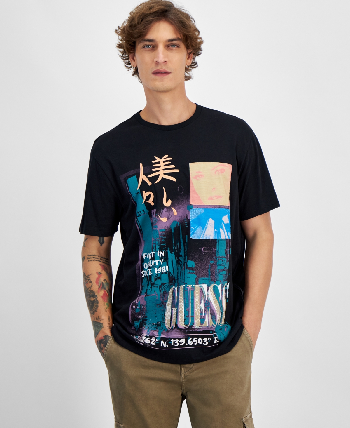 Guess jet black a996 shirt clearance