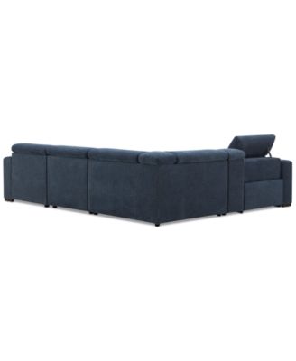 Nevio 5-Pc. Fabric Power Headrest Sectional and Chaise with 1 Power Motion Chair