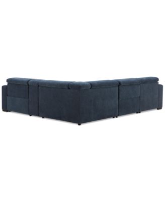Nevio 5-Pc. Fabric Power Headrest Sectional and Chaise with 2 Power Motion Chairs