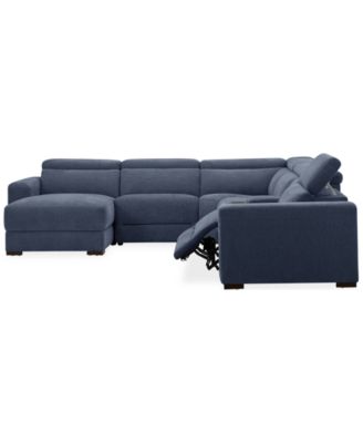 Nevio 6-Pc. Fabric Power Headrest Sectional with Chaise & Console and 1 Power Motion Chair