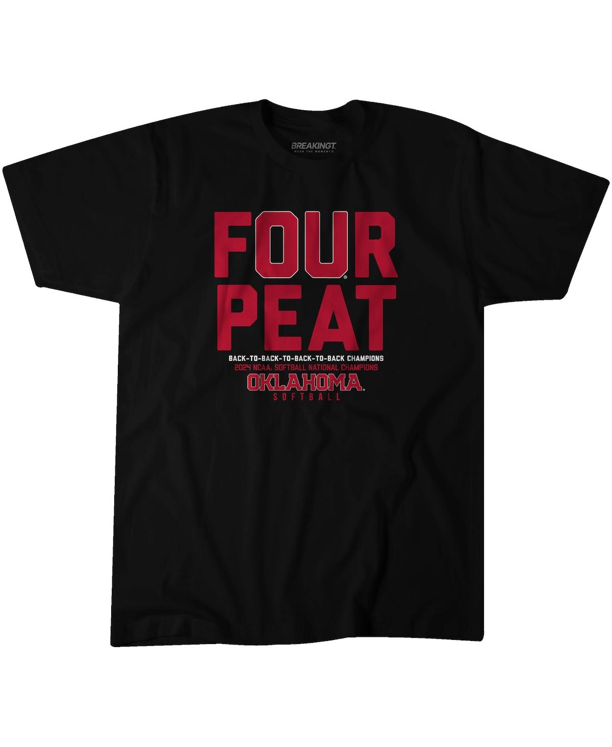 Men's and Women's Black Oklahoma Sooners Four-Peat Ncaa Softball Women's College World Series Champions T-Shirt - Black