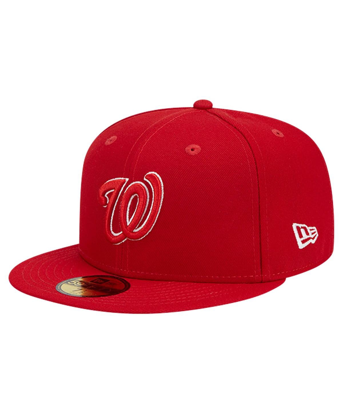 Shop New Era Men's Red Washington Nationals Logo 59fifty Fitted Hat