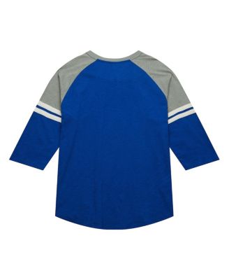 Men's Royal Los Angeles Dodgers Cooperstown Collection Legendary Raglan Slub Henley 3/4-Sleeve T-Shirt