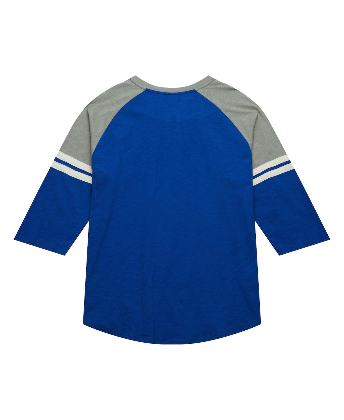 Mitchell & Ness Men's Royal Los Angeles Dodgers Cooperstown Collection Legendary Raglan Slub Henley 3/4-sleeve T-shi In Royal