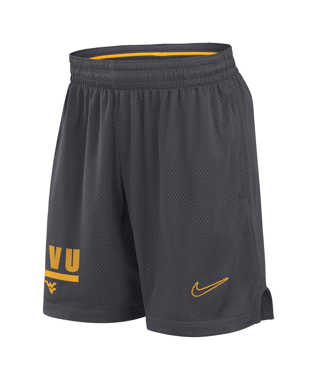 Nike Men's Anthracite West Virginia Mountaineers 2024 Sideline Mesh Shorts In Anthracite,gold