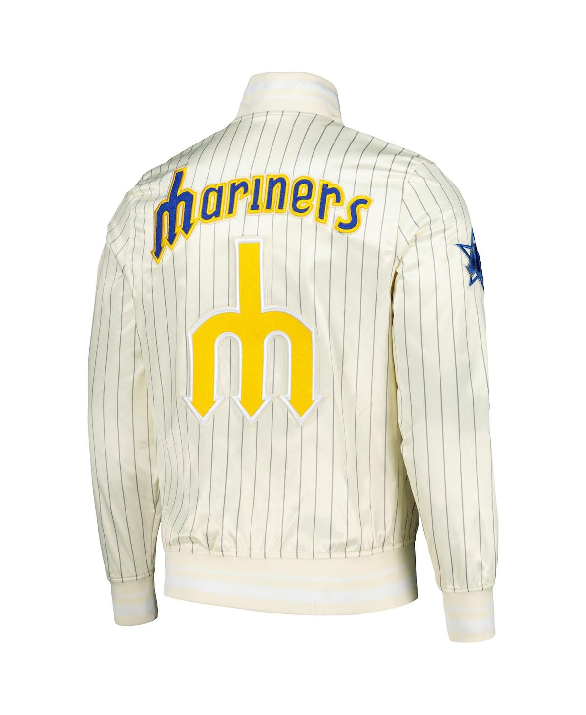 Pro Standard Men's Cream Seattle Mariners Cooperstown Collection Pinstripe Retro Classic Satin Full-snap Jacket In Cream