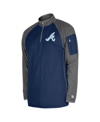 Men's Navy Atlanta Braves Father's Day Raglan Quarter-Zip Top