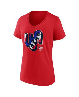 Women's Red Team USA Painting Paris 2024 Olympics V-Neck T-Shirt