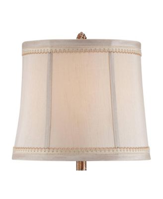 Petite Artichoke Font Traditional Table Lamp 28" Tall Antique White Washed Beige Fabric Bell Shade for Bedroom Living Room Nightstand