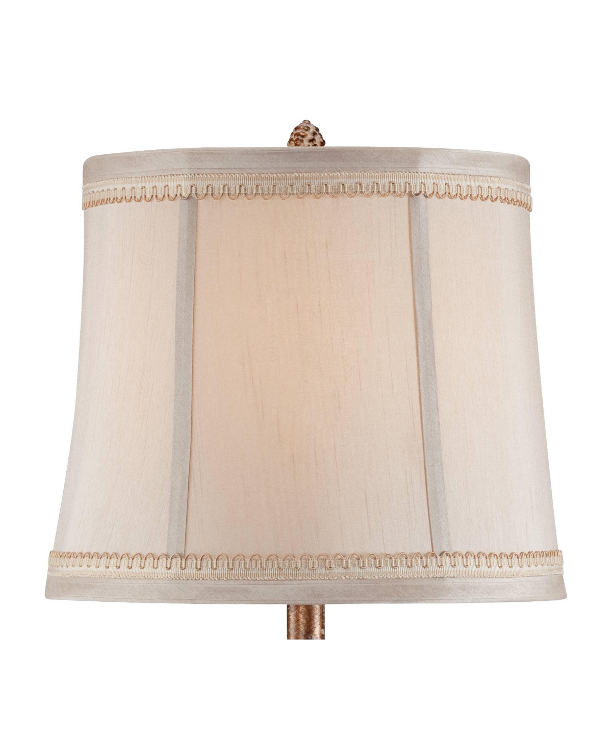 Regency Hill Shabby Chic French Country Cottage Table Lamp Tall AntiqueWashed Petite Artichoke Font Beige Fabric Bell Shade for Living Room