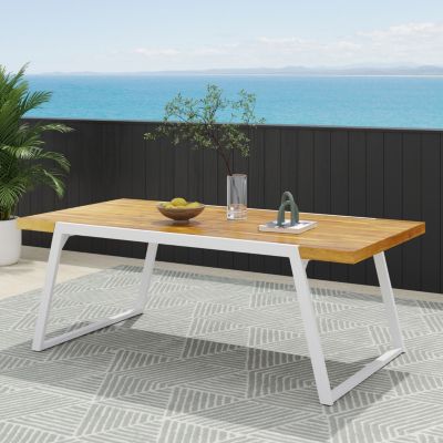 Streamdale Minimalist Chic Acacia Wood Slat Panel Dining Table