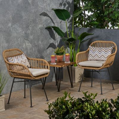 Modern Rattan Chair with Water-Resistant Cushions