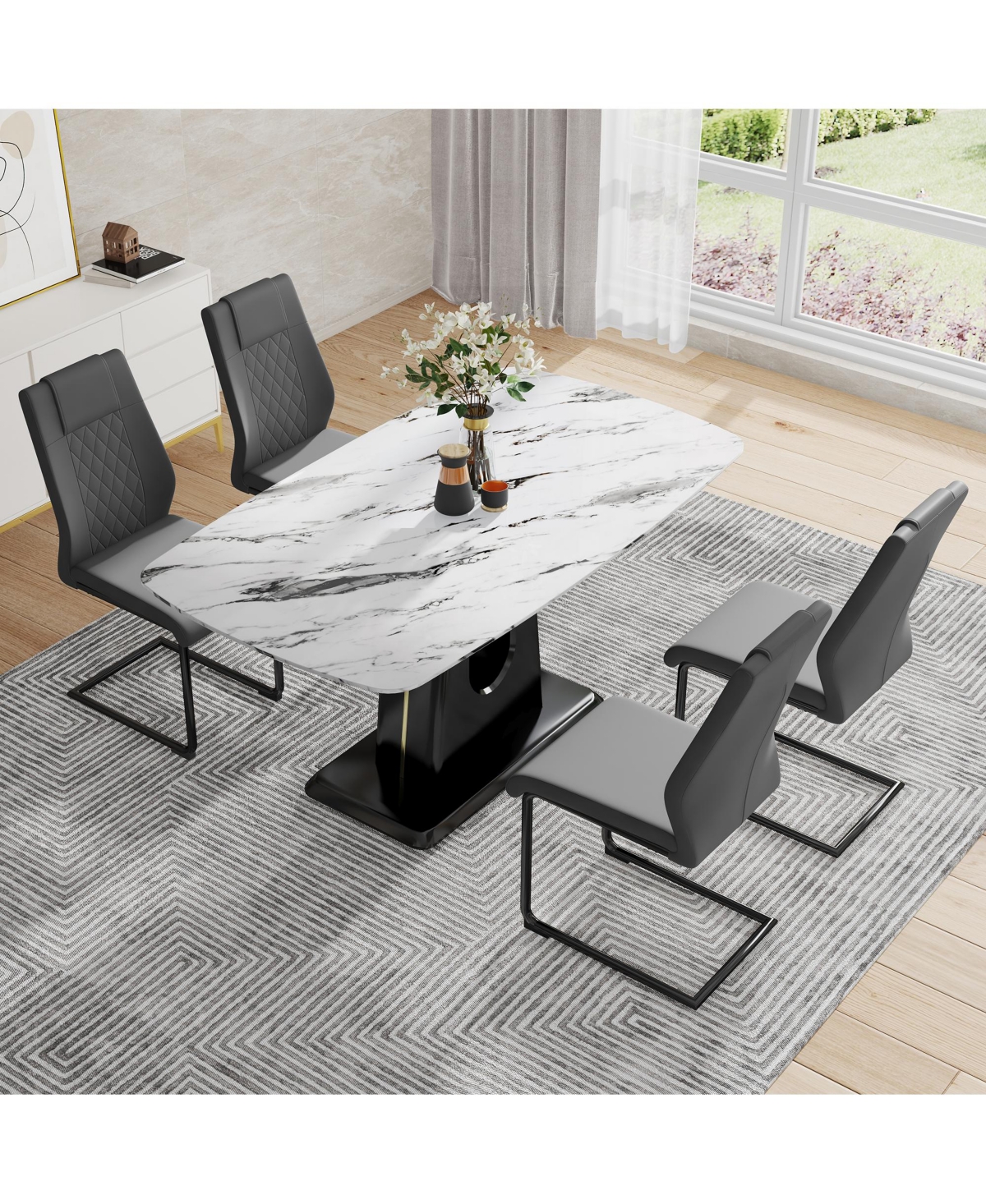 Simplie Fun Ultra-Modern Extendable Dining Table for 6-8, Versatile Use