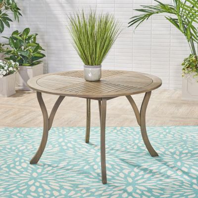 Streamdale Stylish Circular Outdoor Acacia Wood Patio Table - Teak Grey