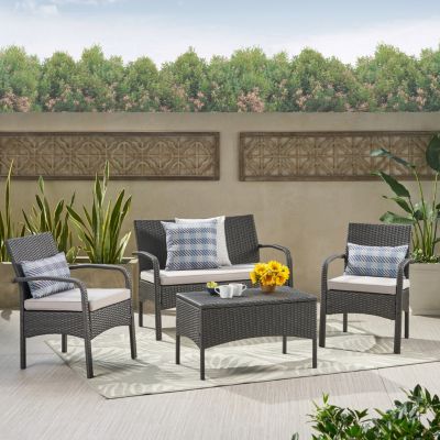 Cordoba Brown PE Rattan 4-Piece Outdoor Chat Set