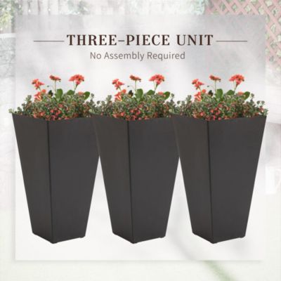 Tall Square Planter with Drainage Holes, Indoor and Outdoor