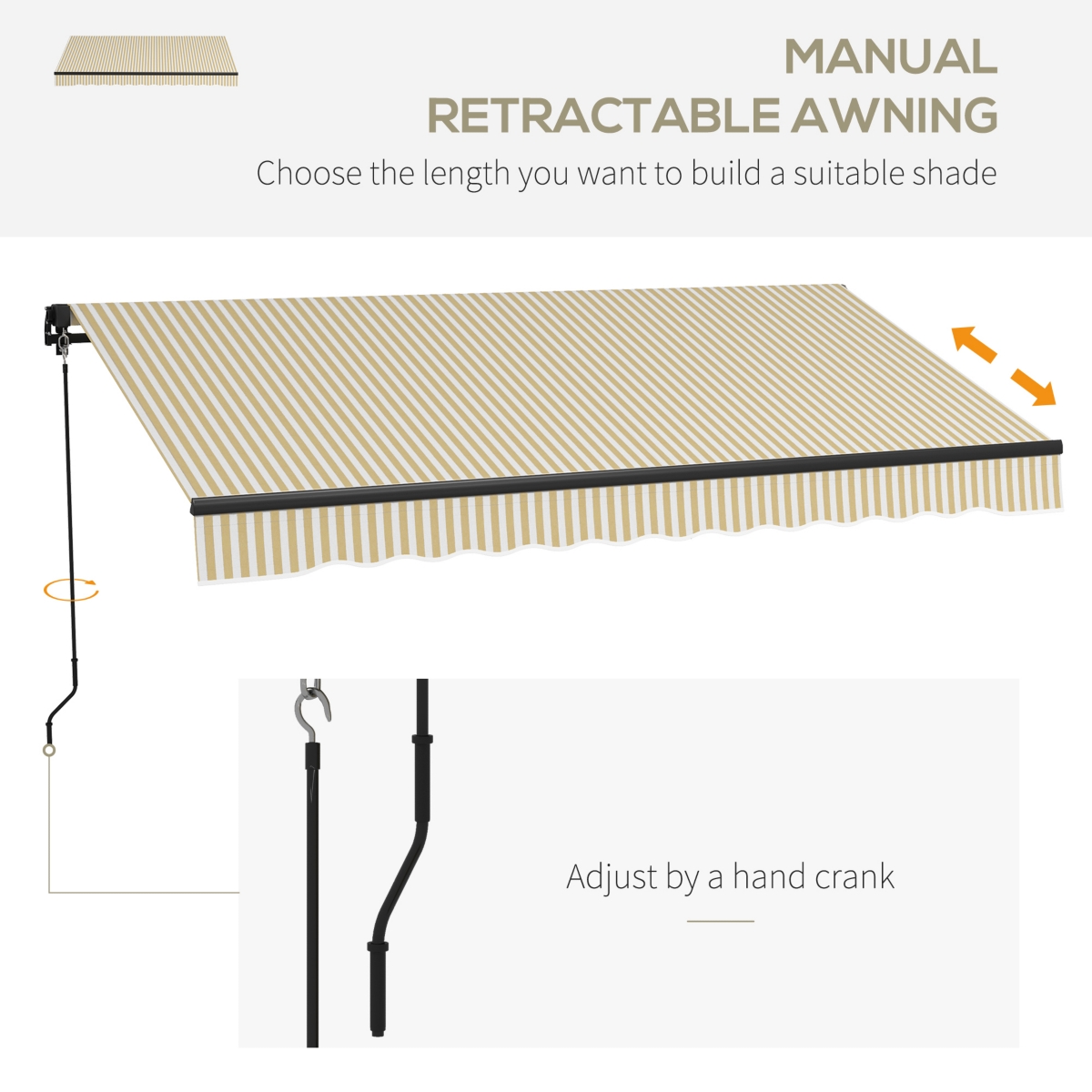 Streamdale Furniture Retractable Awning Water & Uv Resistant, Adjustable Shade for Patios
