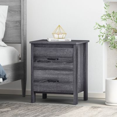 Minimalist Wood-Finish Nightstand with Convenient Storage