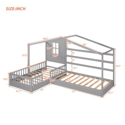 Streamdale Twin Bed with L-Structure Fence, Espresso