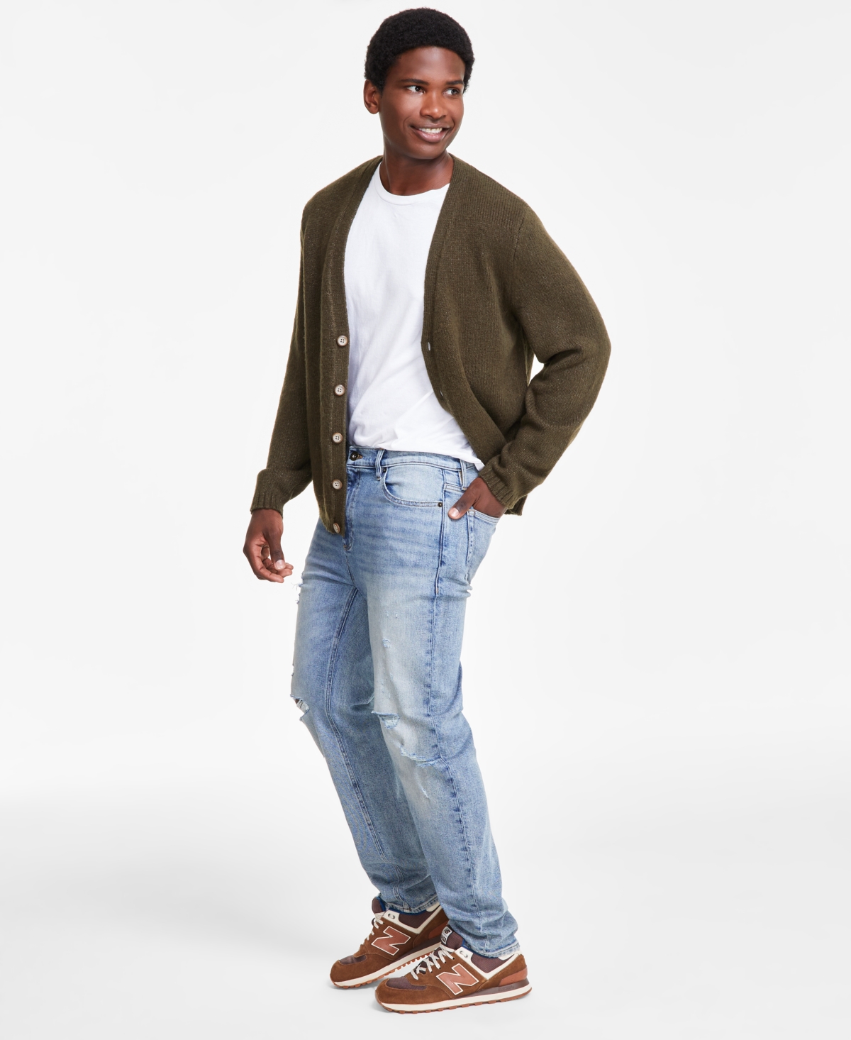 Sun + Stone Men'sDistressed Jeans, Created for Macy's - Aurora