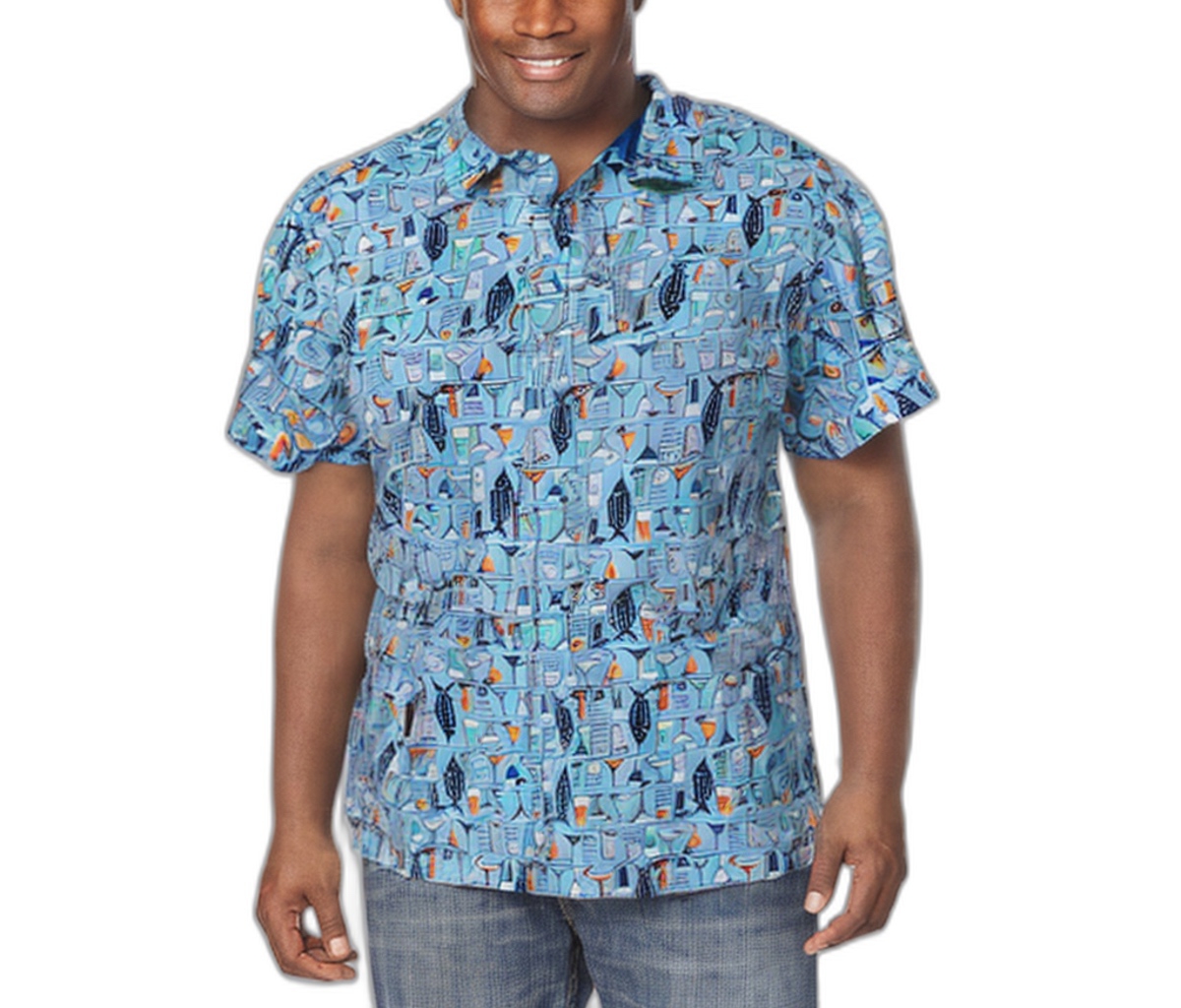 Big & Tall The No-Tuck Casual Short Sleeve Shirt - Orange abstract