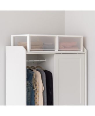 USA 2 Pack 47 Qt. Extra-Large Stackable Storage Drawer Plastic Drawer Organizer with Clear Doors, for Pantry Bedroom Closet Kitchen Under-Sink Home and Office De-Clutter Shoes and Crafts, White