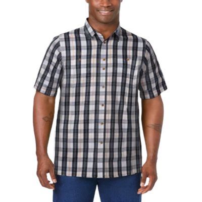 Big & Tall Plaid Wrinkle-Resistant Short Sleeve Button Down