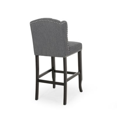 Sophisticated Upholstered Button-Tufted Wingback Barstools