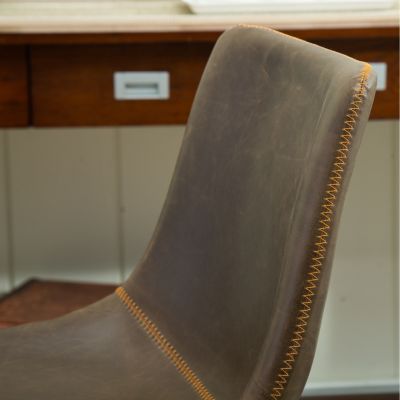 Vintage PU Leather Barstools, Set of 2, Antique Brown