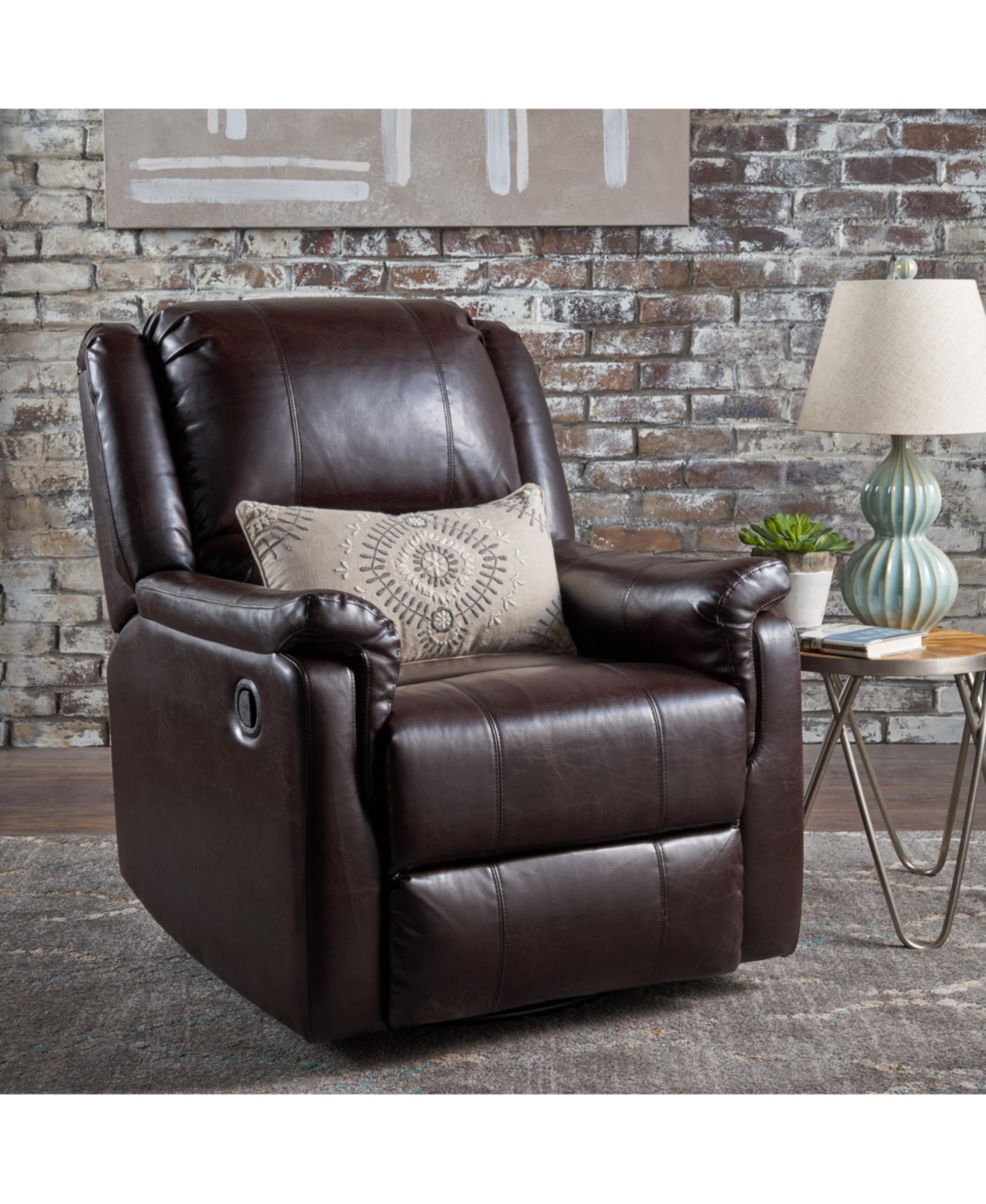 Streamdale Cozy Charcoal Swivel Glider Recliner