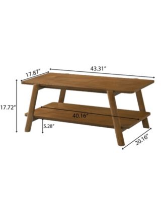 Mid-Century Modern Wood Shelf Coffee Table, Walnut Finish