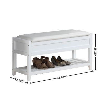Rouen Seating Bench with Shoe Storage, White