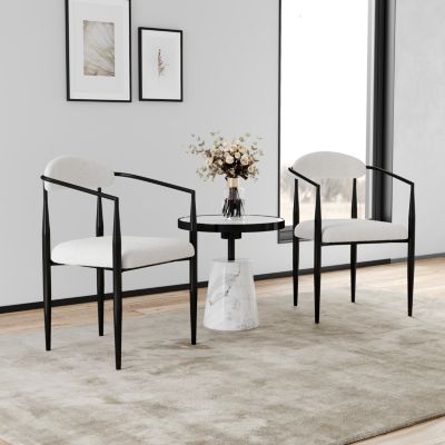  Upholstered Modern Dining Chairs with Toothpick Gold Frame (Set of 2)