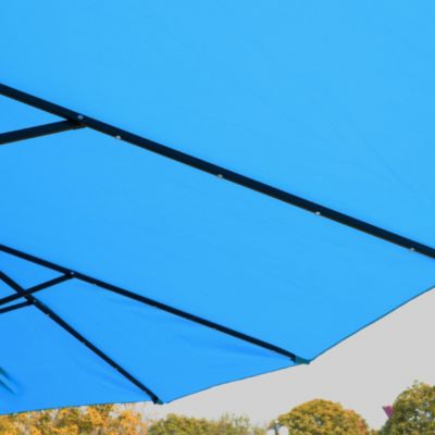 15ft Double-Sided Market Umbrella with Crank Lift for Ample Shade