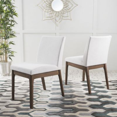 Contemporary Upholstered Dining Chairs with Rubberwood Legs (Set of 2)