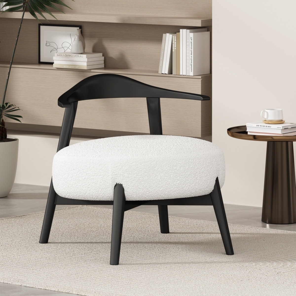 Simplie Fun Comfy Fabric and Birch Wood Accent Chair with Foam Cushion